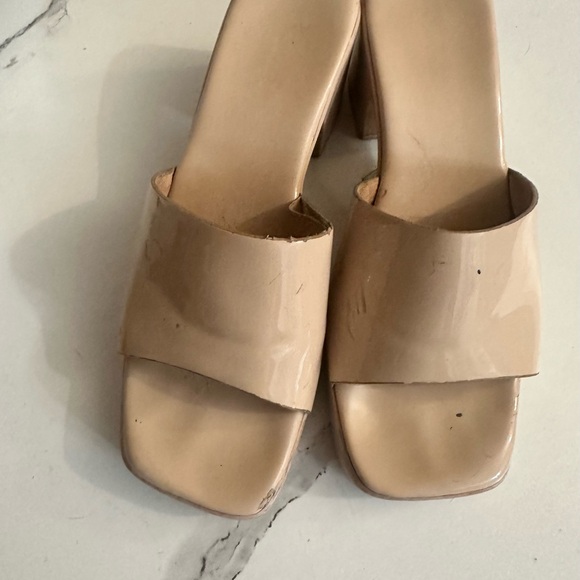 Super used size 6 vintage platform  tan slides - Picture 2 of 6